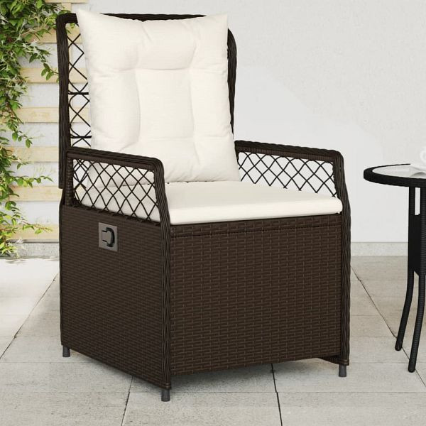 vidaXL Gartensessel 2 Stück Verstellbar Braun Poly Rattan, 368662
