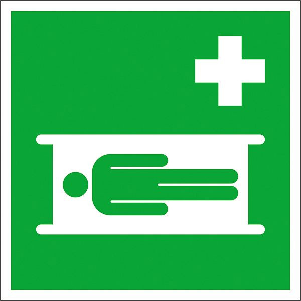 SafetyMarking Erste-Hilfe-Schild, Krankentrage, BxH 20x20 cm, Folie, selbstklebend, langnachleuchtend, 38.A3055