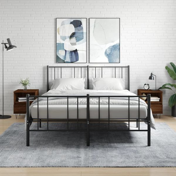 vidaXL Nachttische 2 Stück Braun Eichen-Optik 40x35x50 cm Holzwerkstoff, 830635