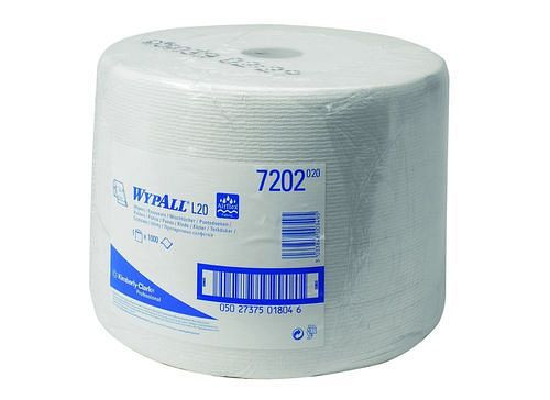 Kimberly-Clark WypAll® Reinigungstücher für Oberflächen L10, Jumborolle 7202, weiß, 1-lagig, 1 Rolle à 1.000 Tücher, 308893