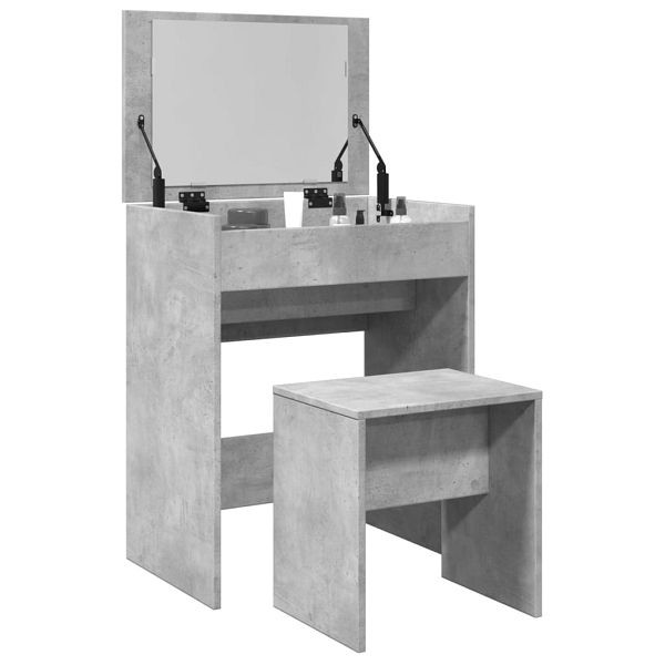 vidaXL Schminktisch mit Hocker Betongrau 60x40x113,5 cm, 848216