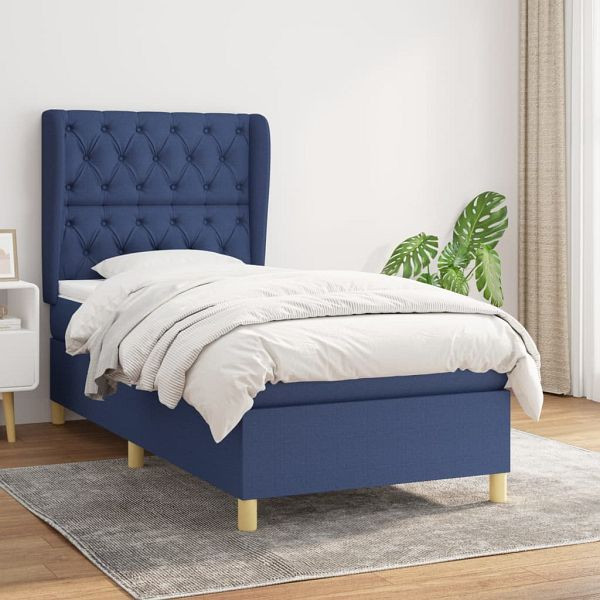 vidaXL Boxspringbett mit Matratze Blau 80x200 cm Stoff, 3128723