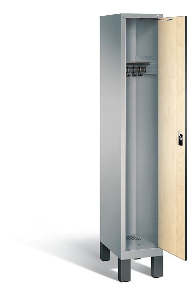 C+P Garderobenschrank Evolo, H1850xB320xT500mm, Farbe: Weißaluminium / Dekor Donau-Ahorn, 48010-10 S10159