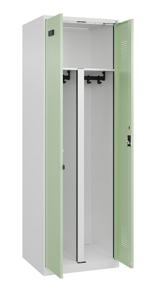 C+P PSA Schwarz-Weiß-Spind Evolo PLUS, 2 Abteile, 1850x600x500mm, 9016/6019, Zylinderschloss, 049002-20P S10046