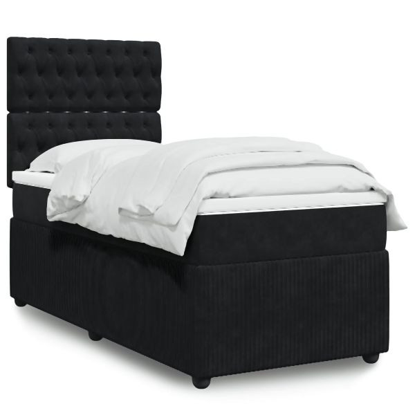 vidaXL Boxspringbett mit Matratze Schwarz 90x190 cm Samt, 3294522