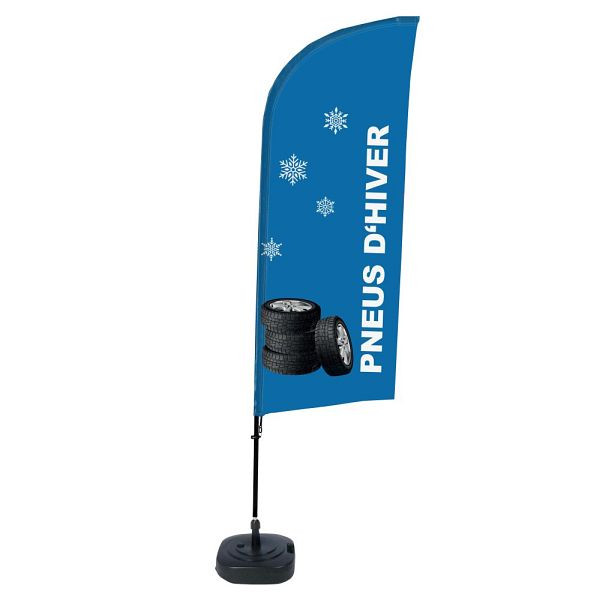Showdown Displays Beachflag Alu Wind Komplett-Set Winterreifen Französisch, BFAW310-WT21-I510