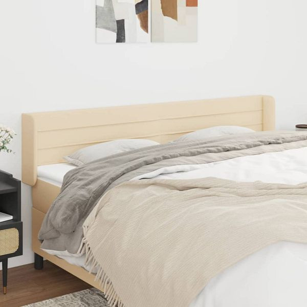 vidaXL Kopfteil mit Ohren Creme 203x16x78/88 cm Stoff, 3118935