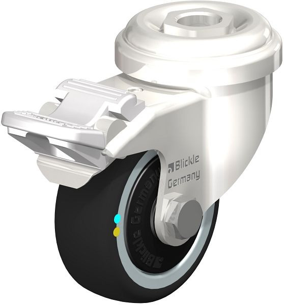 Blickle LRXA-PATH 50KD-FI-ELS-FK Edelstahl-Apparate-Lenkrolle mit Rückenloch, Thermoplastisches Polyurethan, Grau, 853328