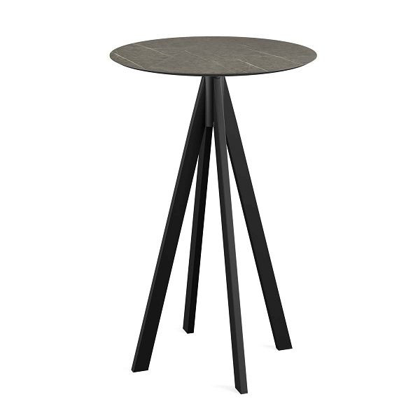 Feros Infinity Stehtisch Schwarz gestell + Midnight Marble HPL Ø70 cm, 120041670