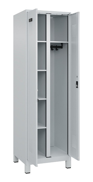C+P Wäsche-/Garderobenspind Evolo PLUS, mit Füßen, 2 Abteile, 1950x600x500mm, 7035, Frontfarbe RAL 7035 Lichtgrau, Zylinderschloss, 049610-20 S10040