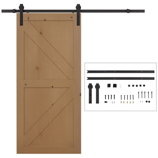 HOMCOM Gleitschienen-Bausatz für Schiebetür, bis 90 kg, Kohlenstoffstahl, 200 cm, Schwarz, inkl. Werkzeuge, B81-020