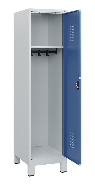 C+P Spind Evolo PLUS, Füße, 1 Abteil, 1630x400x500mm, 7035/5023, Zylinderschloss, 0490105-12 S10033
