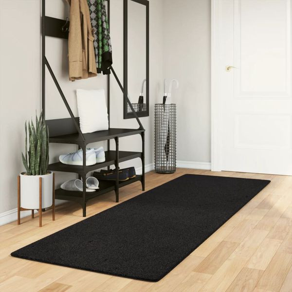vidaXL Teppich HUARTE Kurzflor Weich und Waschbar Schwarz 80x250 cm, 375111