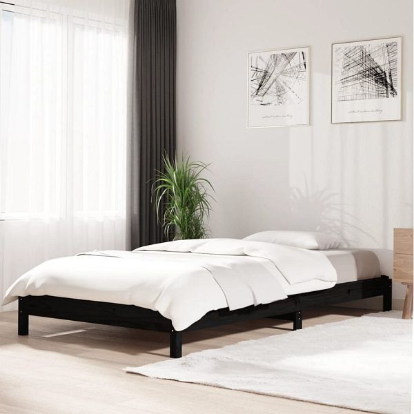 vidaXL Stapelbett Schwarz 90x200 cm Massivholz Kiefer, 820396
