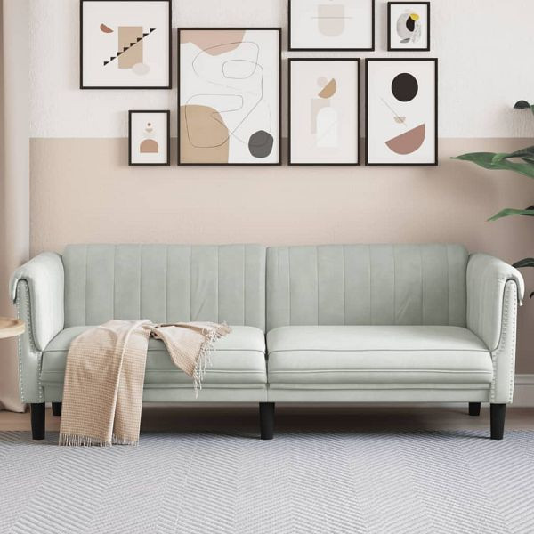 vidaXL Sofa 3-Sitzer Hellgrau Samt, Füllung: Schaumstoff, 372585