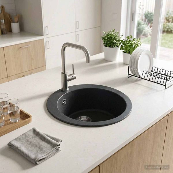 vidaXL Küchenspüle Einbecken Granit 50,5 x 29 cm Graphit, 42053752