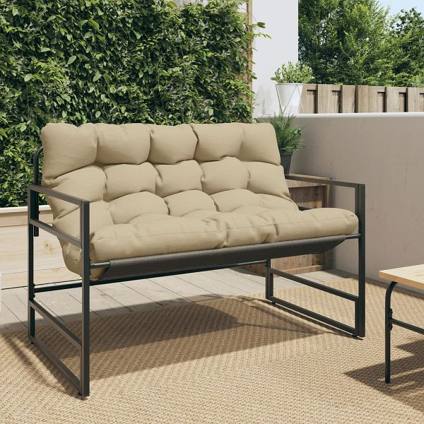 vidaXL Gartenbank mit Kissen Taupe 113 cm Stahl, 4009300