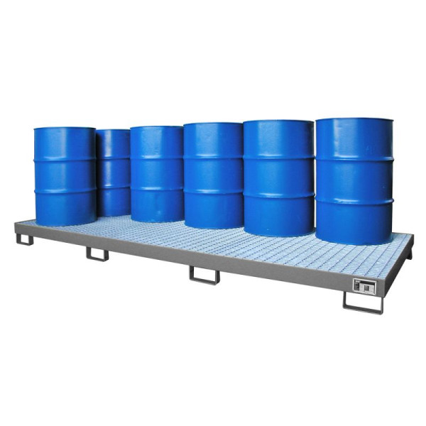 STEIN HGS Auffangwanne AW 8-12, 240 Liter, RAL 7005 mausgrau, Gesamthöhe 195 mm, lackiert, 10 x 200 Liter Fass, 79187.0005