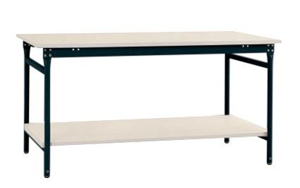 Manuflex Komplett-Beistelltisch BASIS stationär mit Melamin-Platte + Zwischenboden, BxTxH: 750 x 500 x 780 mm, Anthrazit, BB5201.7016