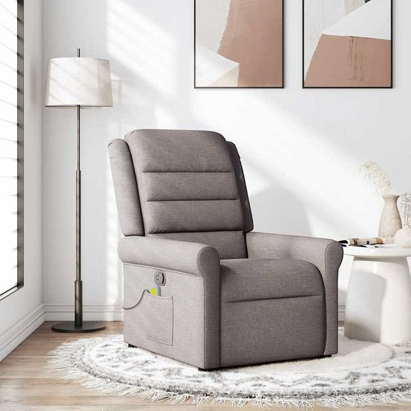 vidaXL Massagesessel Taupe Stoff, manuelle Liegefunktion, 4015653