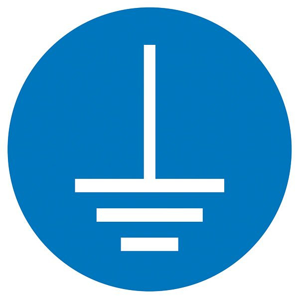 SafetyMarking Gebotsschild, Vor Benutzung erden, Ø 10 cm, Folie, selbstklebend, 21.A7465