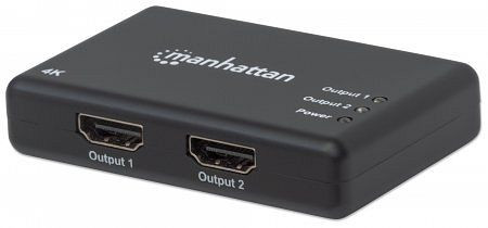 MANHATTAN 4K 2-Port HDMI-Splitter, 4K@30Hz, Stromversorgung über Netzteil, schwarz, 207669