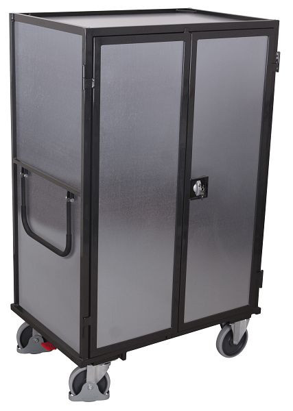 VARIOfit Etagenwagen fest verschweißt, 1.115 x 730 x 1.810 mm, RAL 7016 anthrazitgrau, Ladefläche: 1.000 x 660 mm, mit Türen, sw-700.988/AG