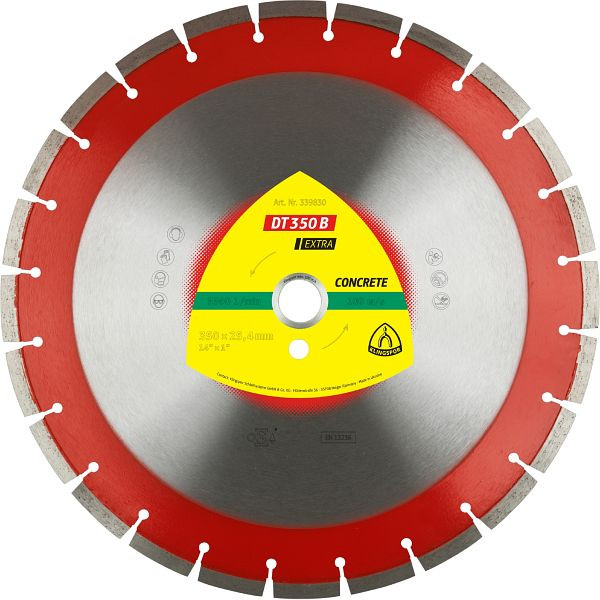 Klingspor DT 350 B Diamantgroßtrennscheiben, 350 x 3 x 25,4 mm 24 Segmente 40 x 3 x 10 mm, Standardverzahnung, 339830