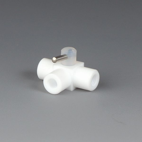 Bohlender Mini-3 Wege-Hähne Innen-Durchmesser x Außen-Durchmesser in mm: (1/32 x 1/16") - 0,8 x 1,6, Anschlüsse Innengewinde: 3, Bohrung Hahn: L, F 731-02
