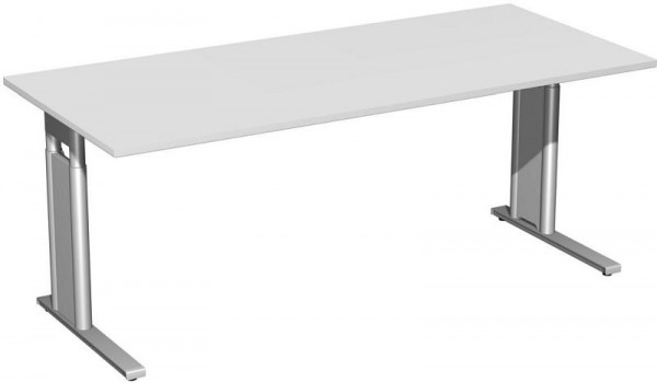 geramöbel Schreibtisch höhenverstellbar, C Fuß Blende optional, 1800x800x680-820, Lichtgrau/Silber, N-647146-LS