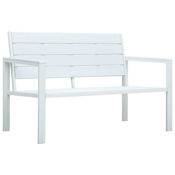vidaXL Gartenbank 120 cm HDPE Weiß Holz-Optik, Material: HDPE (Polyethylen hoher Dichte) + Stahl, 47870