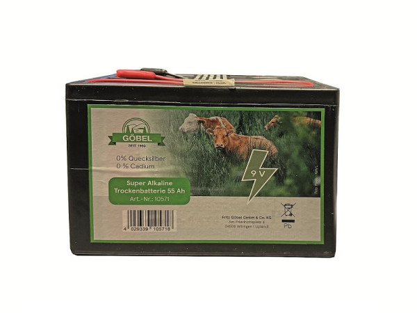 Growi Alkaline-Weidezaunbatterie 9 V 55AH, Maße: 160 x 110 x 115 mm, 10051110
