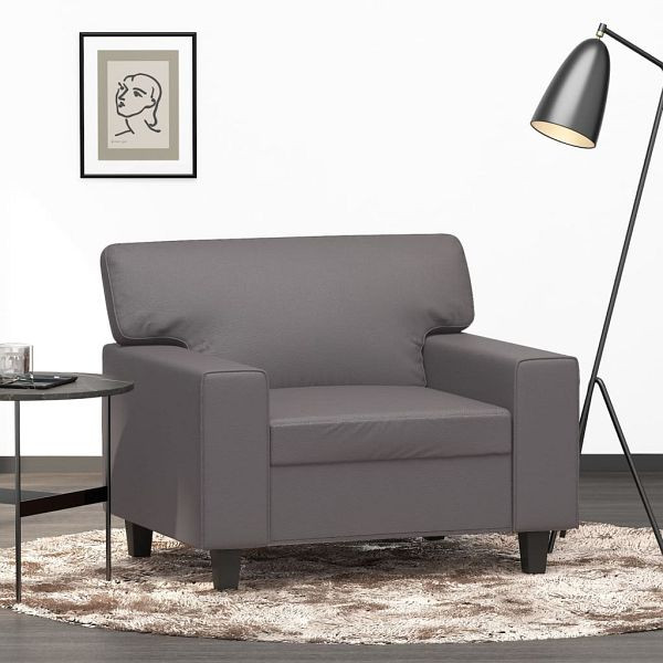 vidaXL Sessel Grau 60 cm Kunstleder, 359409, 8721012141353
