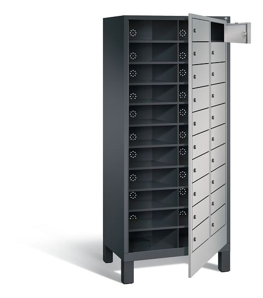 C+P Wäsche-Sammelschrank Evolo, H1850xB810xT500mm, Farbe: Schwarzgrau / Weißaluminium, 48060-210 S10073