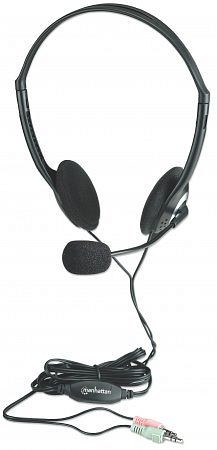 MANHATTAN Stereo Headset, Sehr leicht, Mikrofon und Lautstärkeregler im Kabel integriert, 164429