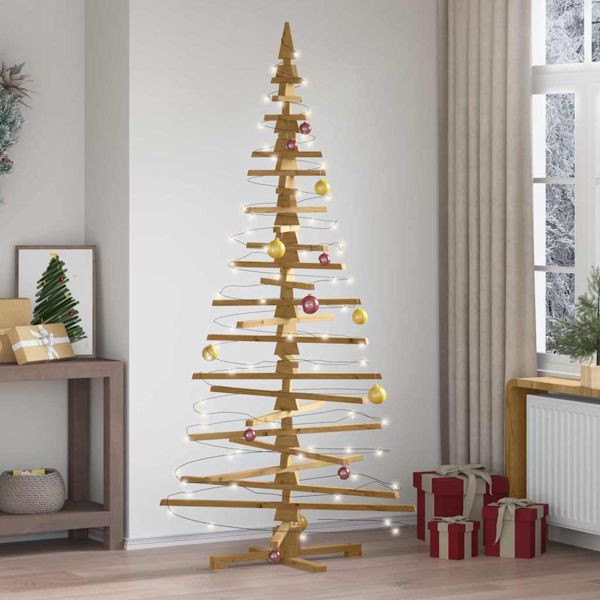 vidaXL Holz Weihnachtsbaum mit Ständer Braun 210 cm Massivholz Kiefer, 42016702
