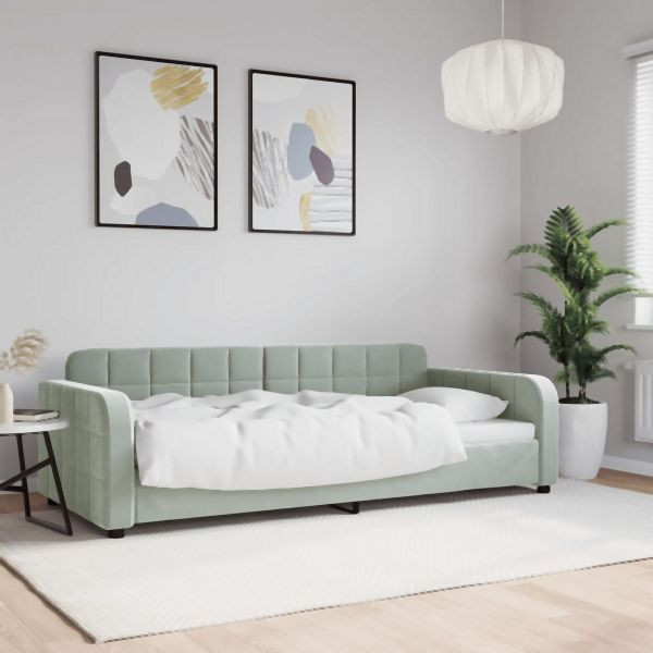 vidaXL Tagesbett Hellgrau 90x200 cm Samt, 2-in-1, 354058