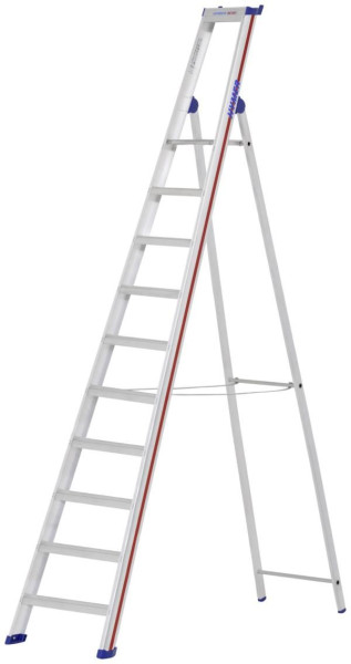 HYMER Stufenstehleiter mit Plattform, einseitig begehbar, 10 Stufen, Länge 3,20 m, Standhöhe: 2,3 m, 602610