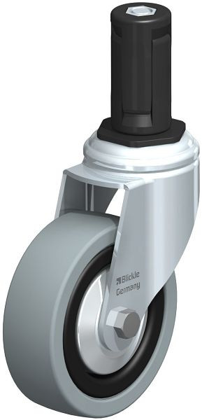 Blickle LKRA-VPA 101K-11-FA-ER14 Apparate-Lenkrolle mit Expander, Vollgummi, Grau, 848230