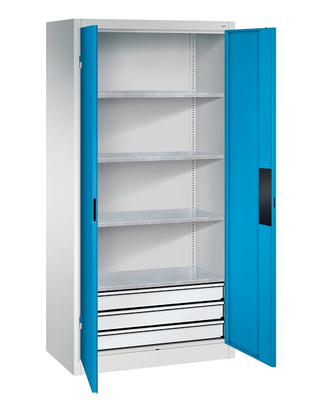 C+P Werkzeugschrank Acurado, H1950xB930xT500mm, 7035/5012, 3 Einlegeböden, Traglast 110 kg, 8921-523 S10201