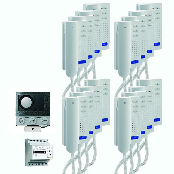 TCS audio:pack Einbau für 16 Wohneinheiten, mit Einbaulautsprecher ASI12000 + 16 x Türtelefon ISH3030 + Steuergerät BVS20, PAIH160/004