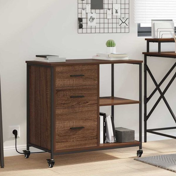 vidaXL Büroschrank mit Rad Braune Eiche 76 x 41 x 72 cm Holzwerkstoff, 859839