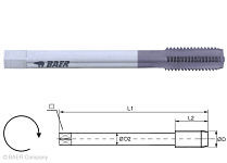 BAER HSSE-TiCN Maschinengewindebohrer Form C - MF 4 x 0,5 - DIN 374 - Messing kurzspanend, 120509001