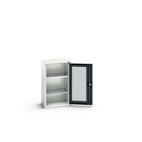 bott verso Flügeltürschrank mit Sichtfenster, mit 2 Fachböden, BxTxH: 525 x 350 x 900 mm, Lichtgrau / Anthrazitgrau, 16926071.19