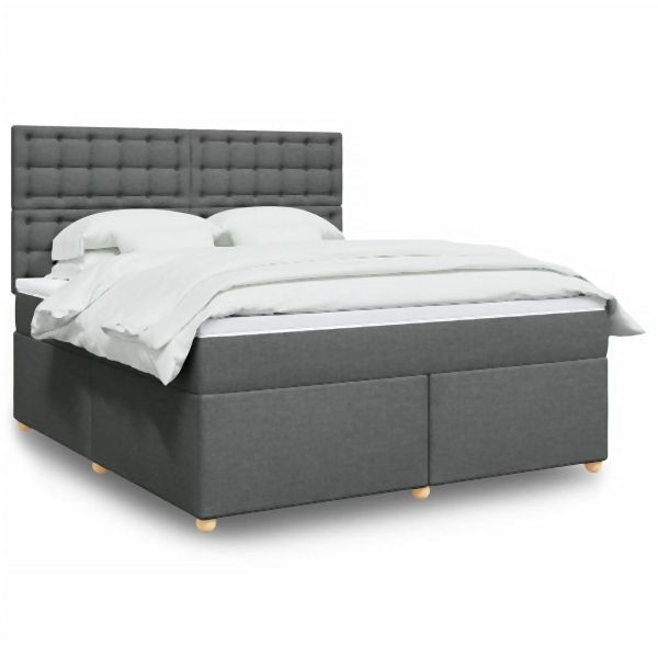 vidaXL Boxspringbett mit Matratze Dunkelgrau 180x200 cm Stoff, 3291374