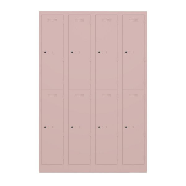 Bisley Garderobenschrank Primary Locker, 4 Abteile, je 2 Fächer, 620 pastellpink, PL3050Q2620