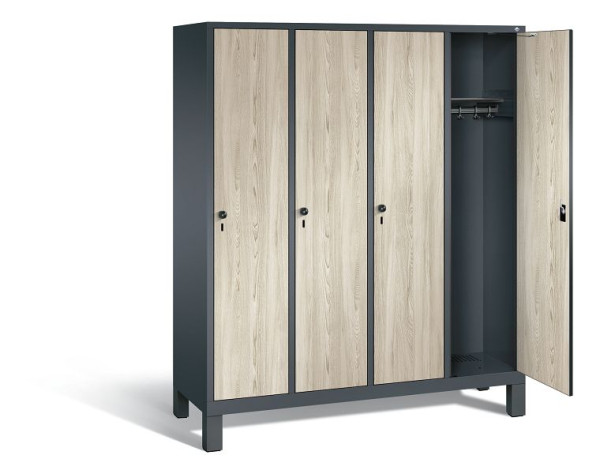 C+P Garderobenschrank Evolo, H1850xB1590xT500mm, Farbe: Anthrazitgrau / Dekor Sen-Esche, 48010-42 S10264