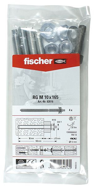 Fischer Ankerstange RG M10x165 B, VE: 5 Stück, 62616