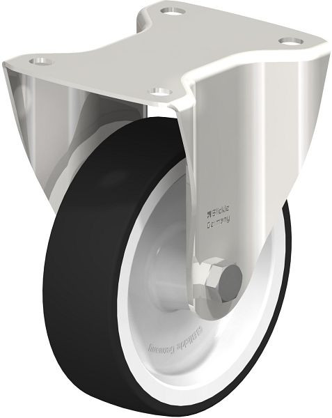 Blickle BX-POTH 150G Edelstahl-Bockrolle, mittelschwere Ausführung, mit Anschraubplatte, Thermoplastisches Polyurethan, Grau, 72447