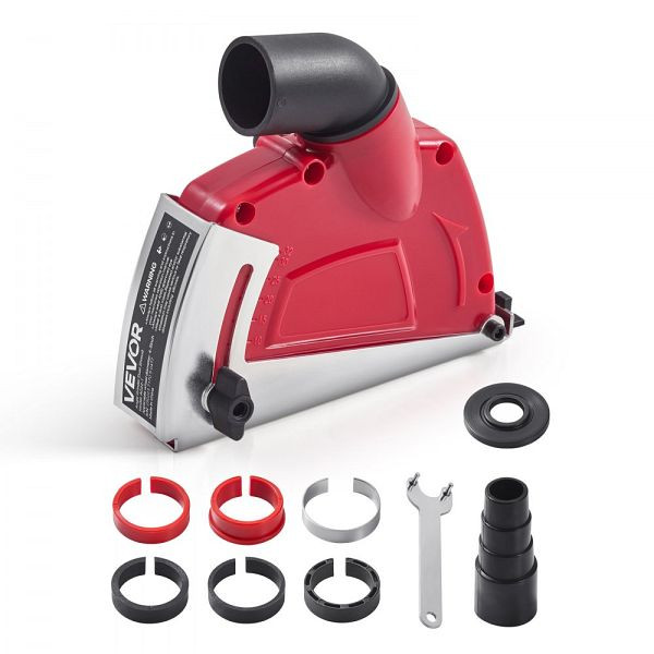 VEVOR Absaughaube Winkelschleifer, 100-125 mm, 6 Klemmscheiben, einstellbare Schnitttiefe, Staubsaugeranschluss, Rot, QGKFCZQGKBTMTK4CX001V0